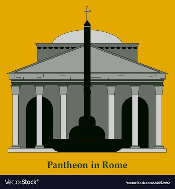 Dome of the pantheon cup in rome vintage engraved vector image