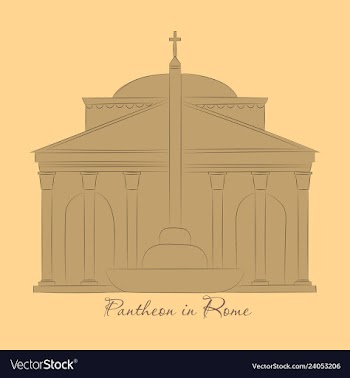 Dome of the pantheon cup in rome vintage engraved vector image
