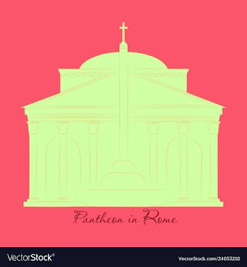 Dome of the pantheon cup in rome vintage engraved vector image