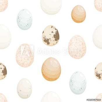 Domestic birds eggs flat vector seamless pattern