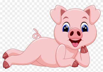 Domestic Pig Cartoon Illustration - Cute Pig Clipart