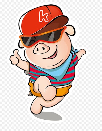 Domestic pig Illustration - Happy piggy 
