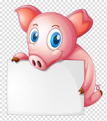Domestic pig Illustration, Take white paper Little Pig transparent background PNG clipart