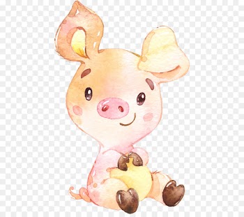 Domestic pig Watercolor painting Drawing Illustration - pig 