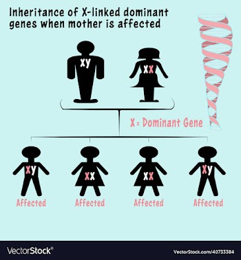 dominant x-linked gene with mother affected