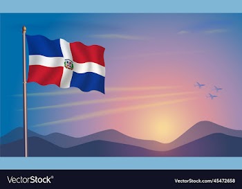 dominican republic flag in the morning sun
