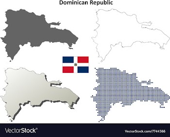 Dominican Republic outline map set vector image