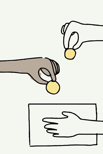 Donation doodle vector hand giving money | Free stock illustration | High Resolution graphic