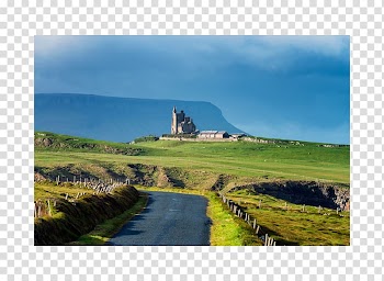 Donegal Wild Atlantic Way Inishowen County Sligo Mizen Head, CASTLE Watercolor transparent background PNG clipart