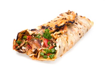 Doner kebab on a white background.