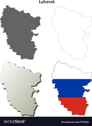 Donetsk blank outline map set - Russian version vector image