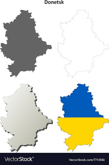 Donetsk blank outline map set - Ukrainian version vector image
