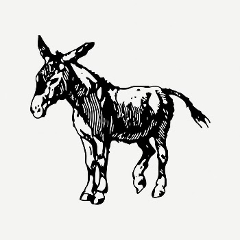 Donkey collage element, black & | Free PSD Illustration - rawpixel