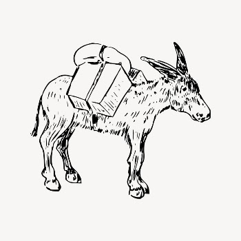 Donkey with luggage clipart, drawing | Free Vector Illustration - rawpixel