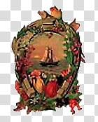 Dont Forget Love s, sailboat painting with floral frame transparent background PNG clipart