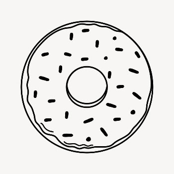Donut doodle clipart, cute black | Free PSD Illustration - rawpixel