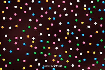 Donut glaze with colourful round sprinkles Free Vector