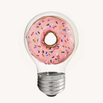 Donut in light bulb sticker, | Free PSD - rawpixel