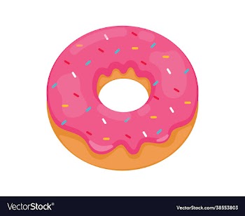 donut realistic with pink icing isolated