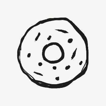 Donut sticker, dessert doodle in black | Free PSD Illustration - rawpixel