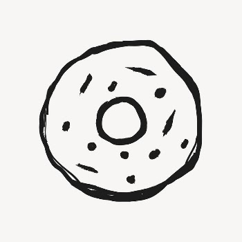 Donut sticker, dessert doodle in black | Free Vector Illustration - rawpixel