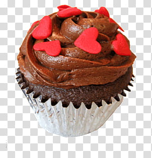 Donuts and Cupcakes, chocolate cupcake with heart sprinkles transparent background PNG clipart