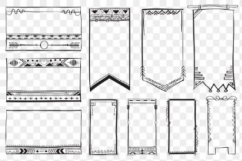 Doodle bohemian png flag badge set