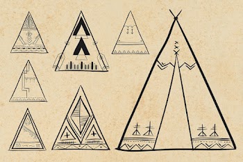 Doodle bohemian tipi psd hand drawn illustration