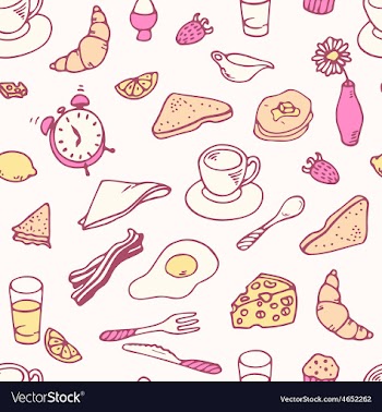 Doodle breakfast seamless pattern vector image