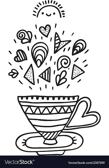Doodle cup with ornaments vector image