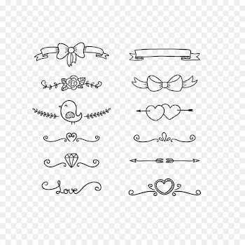 Doodle Drawing Love - Vector gray bow pattern collection 