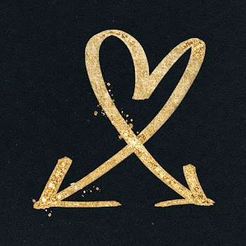 Doodle highlight heart arrow psd in gold tone | Free stock illustration | High Resolution graphic