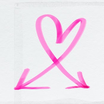 Doodle highlight heart arrow psd in pink tone | Free stock illustration | High Resolution graphic