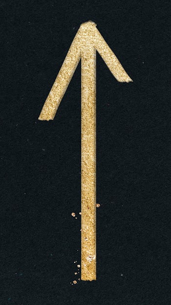 Doodle highlight up arrow psd in gold tone | Free stock illustration | High Resolution graphic