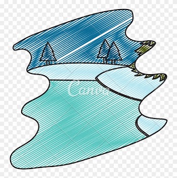 Doodle Nature Winter Weather And Ice River - Vector Graphics