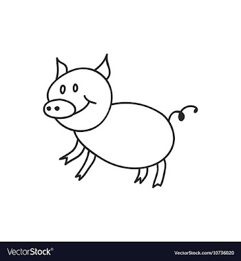 Doodle pig animal icon vector image