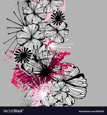 doodle seamless flower ink pattern