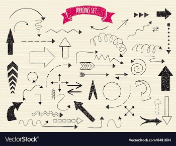  					Doodle set of arrows vector image														