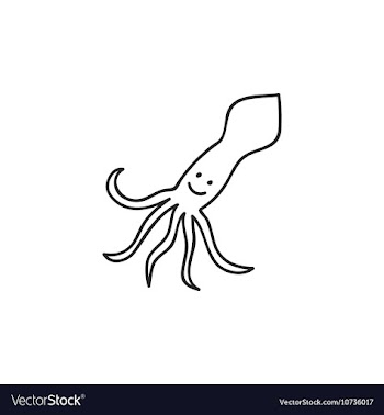 Doodle squid animal icon vector image