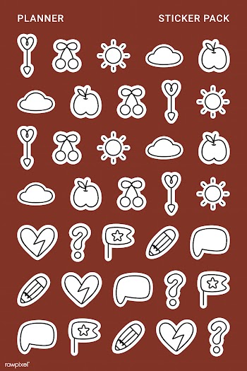 Doodle stickers planner set | Free stock vector - 892976