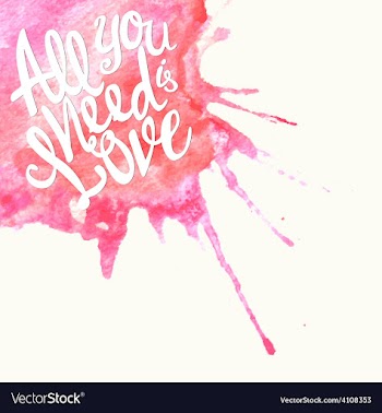 doodle watercolor lettering symbol of love