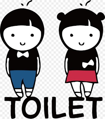 Door Sticker Bathroom Wall decal - Cartoon cute male and female toilets Flag 