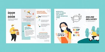 Door to door home delivery brochure vector template
