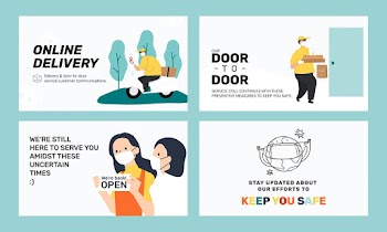 Door to door home delivery vector  ppt slides set