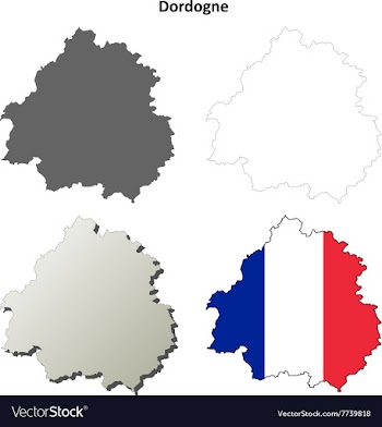 Dordogne Aquitaine outline map set vector image