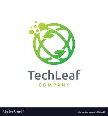 Dot tech leaf logo design vector image
