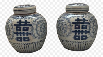 Double Happiness Chinese ceramics Oriental blue and white Porcelain -  