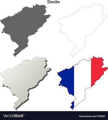 Doubs Franche-Comte outline map set vector image