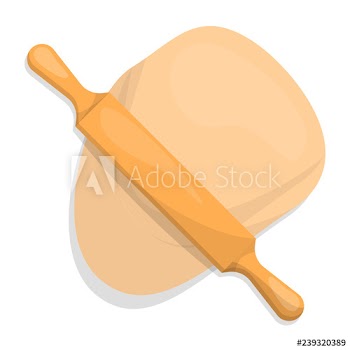 Dough and wooden roller