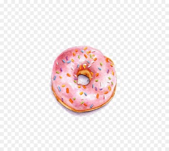 Doughnut Watercolor painting Illustration - Pink Donut 
